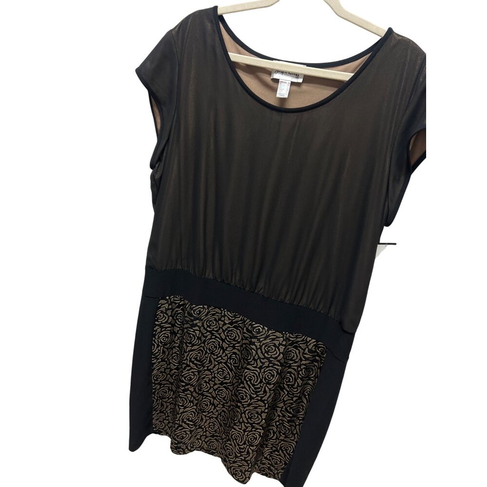 Joseph Ribkoff NWT Black with Gold Brocade Blouse Dress